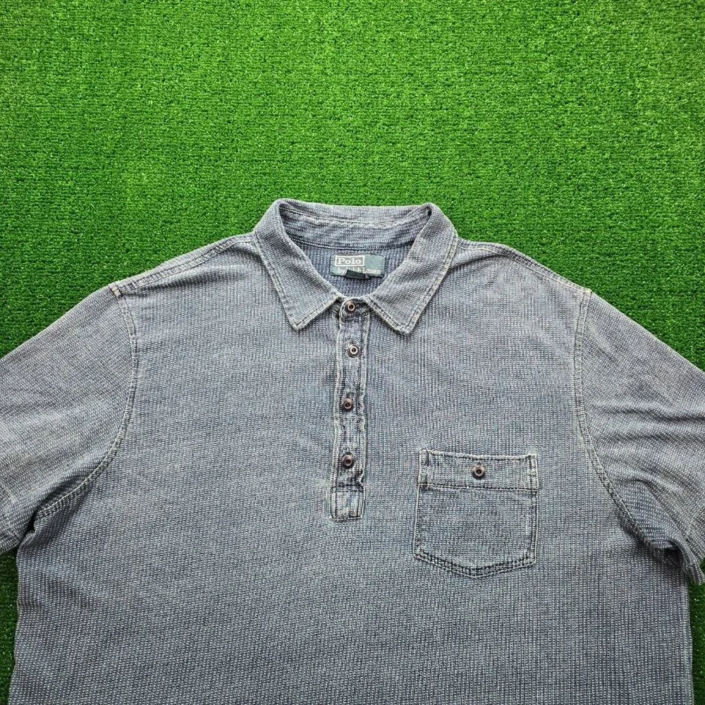 Polo Ralph Lauren‎ Polo Shirt Men XL Blue Short Sleeve Vintage Y2K Golf Preppy
